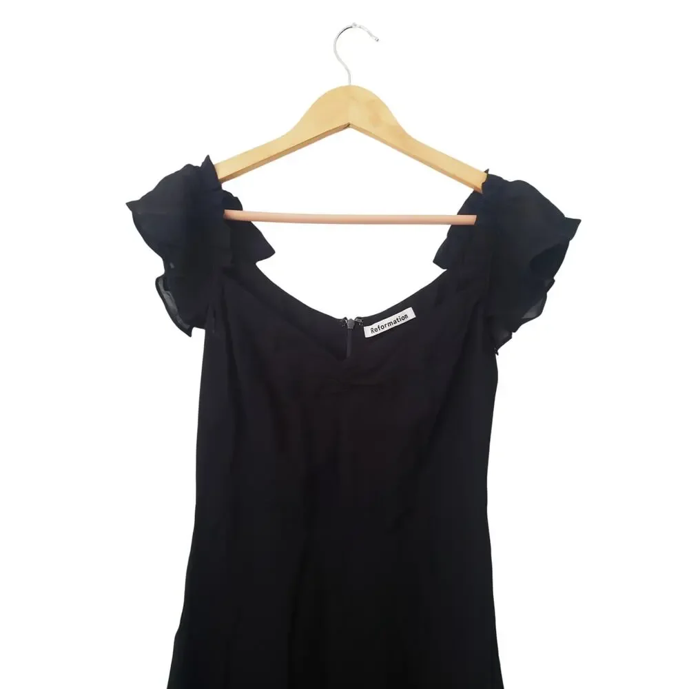 Reformation Butterfly Midi Dress Black Size 4